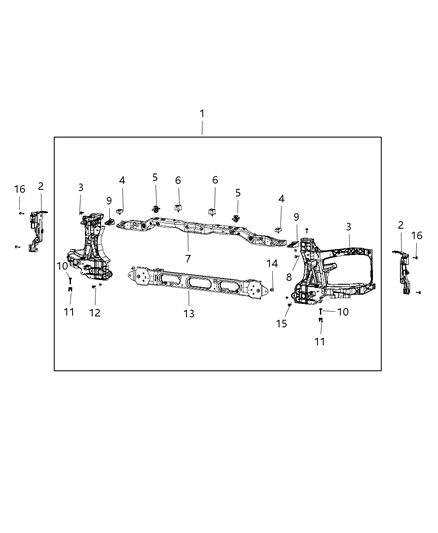 2017 Ram 3500 Pickup Radiator Support Diagram