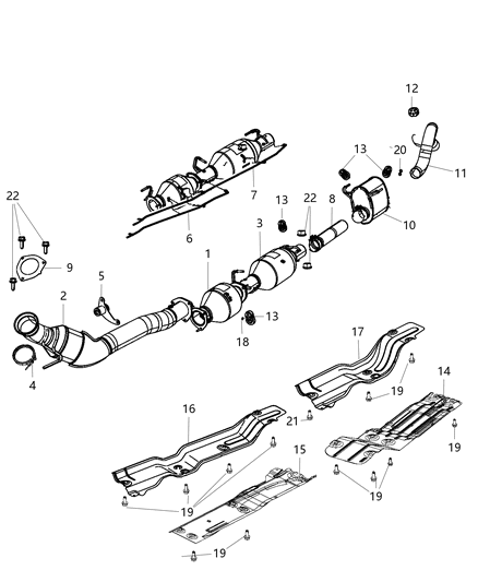 2009 Dodge Ram 3500 Shield Exhaust Extension Pipe Diagram for 55276243AF
