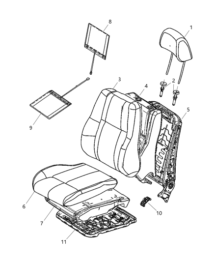 2009 Jeep Commander Front Seat - Bucket Diagram 3 - Thumbnail