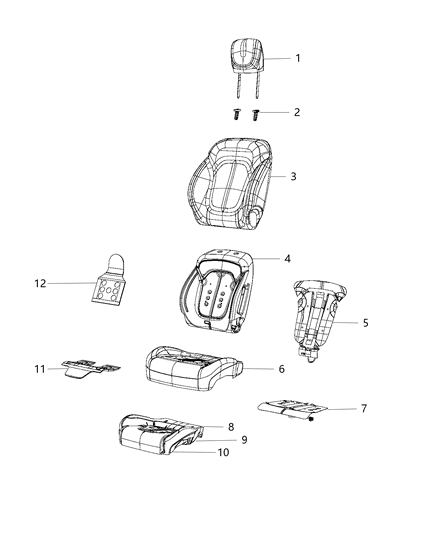 2016 Chrysler 200 Foam Seat Cushion Front Left Diagram for 68137149AF