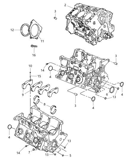2008 Dodge Grand Caravan Engine Cylinder Block & Hardware Diagram 2 - Thumbnail