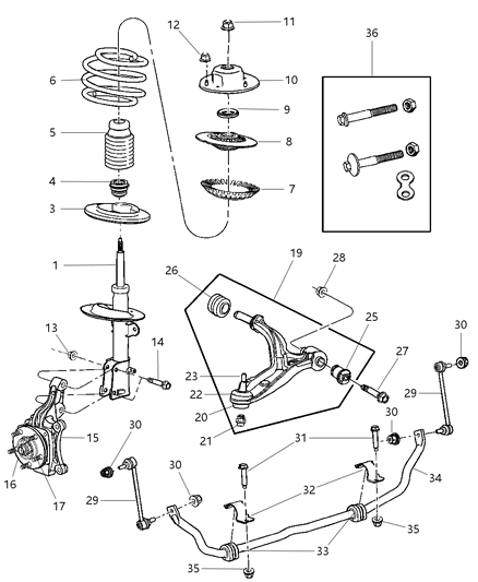 2004 Chrysler Town & Country Spring Front Coil Diagram for 5006703AA