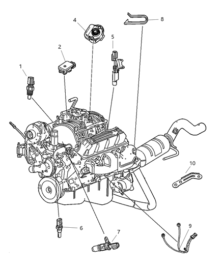 2007 Chrysler Aspen Sensors - Engine Diagram 1 - Thumbnail