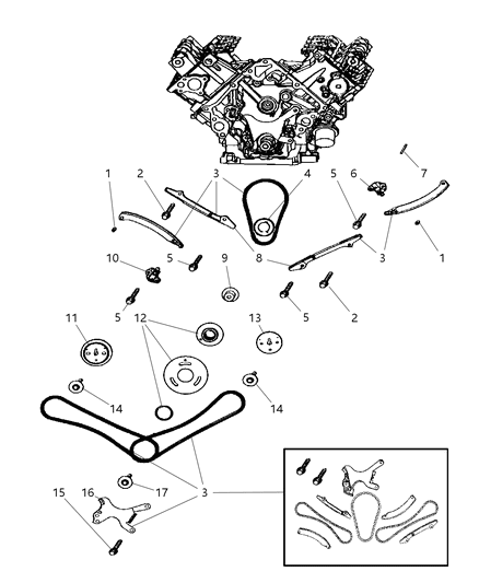 2006 Jeep Commander Timing Chain & Guides & Related Parts Diagram 2 - Thumbnail