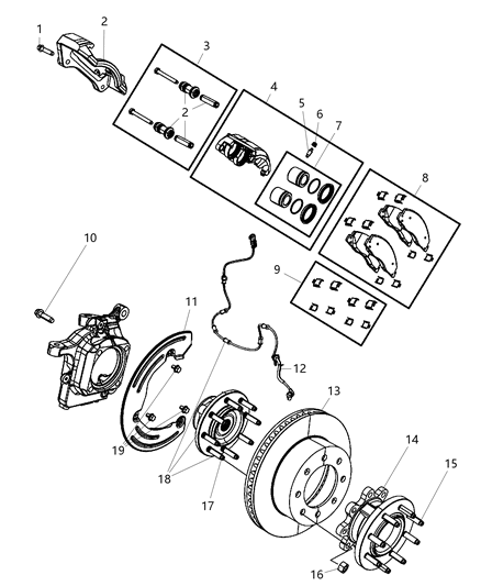 2009 Dodge Ram 3500 Caliper Assembly Disc Brake Front Diagram for R8049151AD