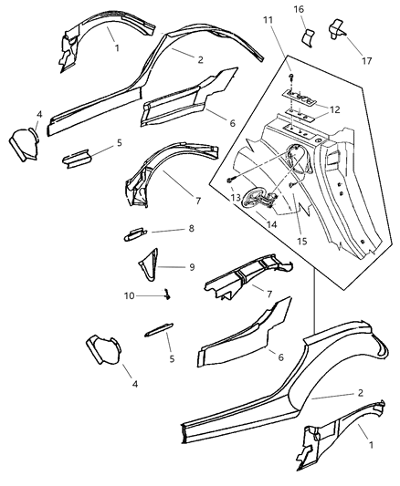 2002 Chrysler Prowler Quarter Panel Diagram for 4865014AC