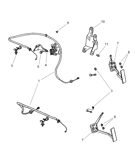 2002 Chrysler PT Cruiser Bracket Throttle Control Support Diagram for 4891407AC