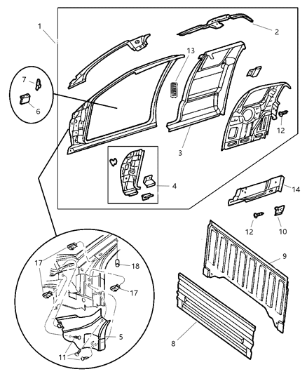 2002 Dodge Dakota Aperture Panel Bodyside Diagram 1 - Thumbnail