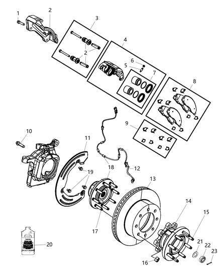 2009 Dodge Ram 3500 Hub And Bearing Brake Front Diagram for 52122190AB