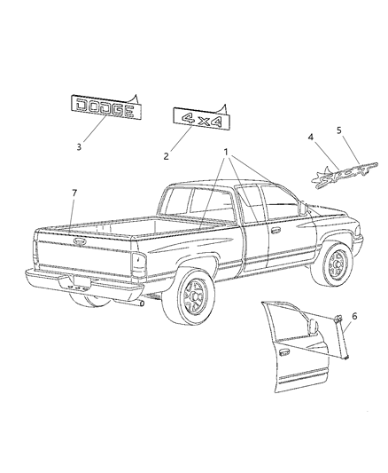 1998 Dodge Ram 2500 Decal, Silver Diagram for 5FW96CA1AA