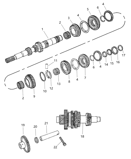 2002 Dodge Neon Gear Train of Manual Transmission Diagram
