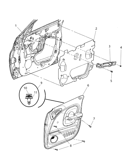 2005 Chrysler PT Cruiser Door Panels - Front Diagram 1 - Thumbnail