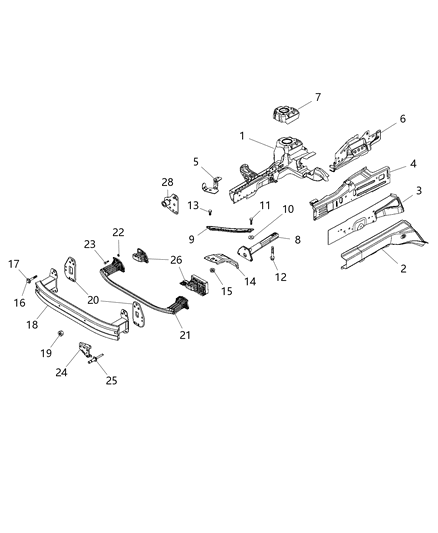 2020 Jeep Renegade Impact Bar, Front Upper Diagram for 68440021AA