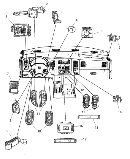 2007 Dodge Ram 3500 Pickup Switches - Instrument Panel Diagram