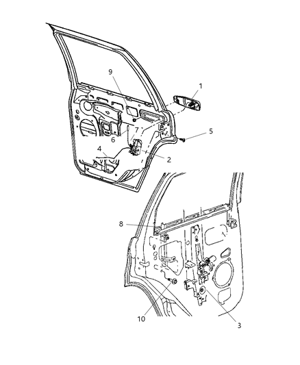 2008 Jeep Grand Cherokee Handle, Outside, Jeep Green, Rear Outer Driver Side Diagram for 1HP711GJAA