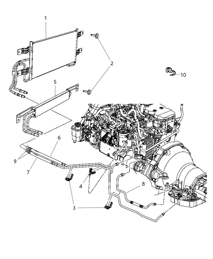 2008 Dodge Ram 3500 Pickup Transmission Oil Cooler & Lines Diagram 2 - Thumbnail