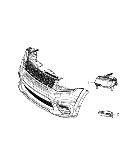 2021 Jeep Grand Cherokee Headlamp Assembly, Front Driver Side Diagram for 68266655AJ