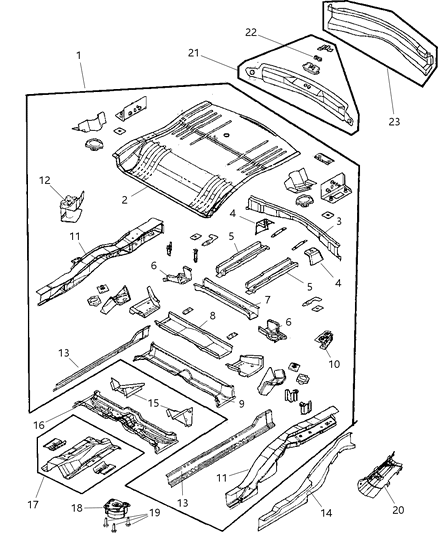 2008 Chrysler Pacifica Front Crossmember Diagram for 5054613AA