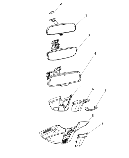 2020 Ram 2500 Mirror - Inside Rearview Diagram
