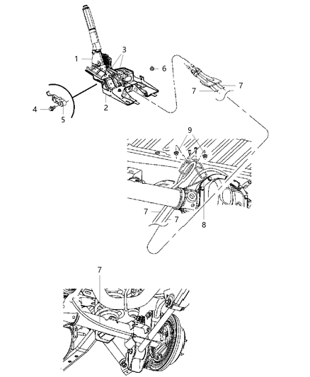 2018 Jeep Wrangler All-new Model Park Brake Lever & Rear Cables Diagram