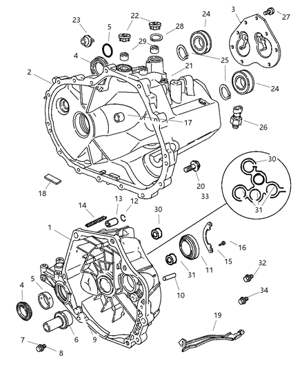 2004 Chrysler PT Cruiser Housing Clutch Diagram for 5134986AA