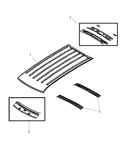 1999 Jeep Grand Cherokee Windshield Header, Front Diagram for 55135545AB