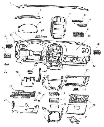 2004 Dodge Grand Caravan Control A/C And Heater Diagram for 5005004AL
