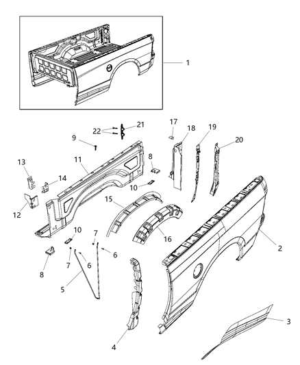 Side Panel, Rear Outer Driver Side Diagram for 68365021AB