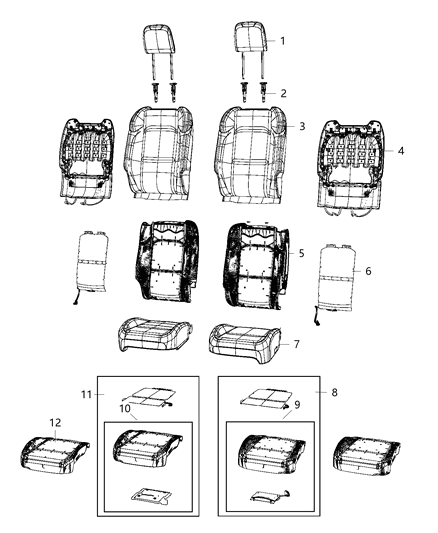 2021 Jeep Wrangler Front Seat, Bucket Diagram 4 - Thumbnail