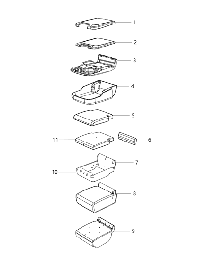 2020 Ram 2500 Armrest Cover, Black, Front Center Diagram for 6VA48BD3AA