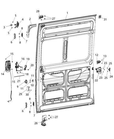 2016 Ram ProMaster 1500 Latch Sliding Door With Cables Diagram for 68226178AB