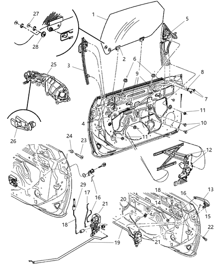 2007 Chrysler PT Cruiser Regulator Front Door Window With Motor And Smart Module Diagram for 5067685AE
