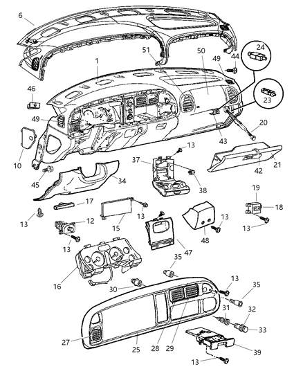 2002 Dodge Ram 3500 Regular Cab Instrument Panel Diagram