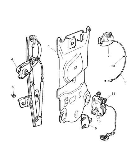 2002 Dodge Ram Wagon Window Regulator, Front Driver Side Diagram for 5278399AA