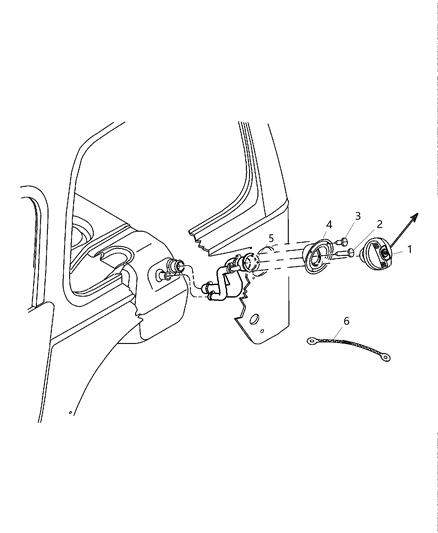 2004 Jeep Wrangler Cap Fuel Filler Diagram for 52100552AE