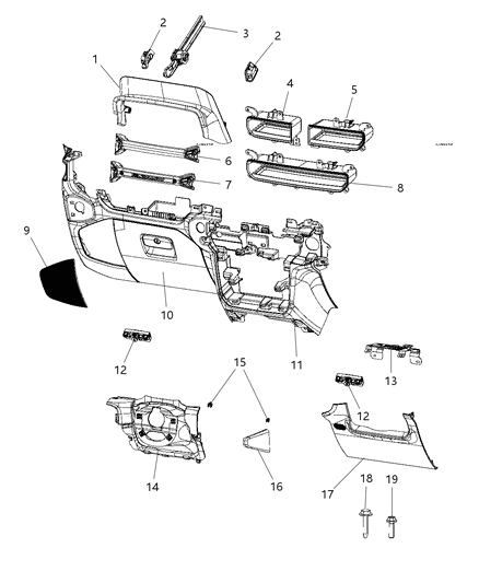 2019 Jeep Wrangler Instrument Panel Lower Diagram 2 - Thumbnail