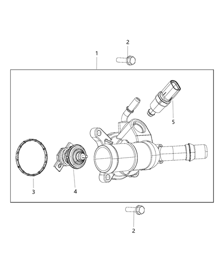 2014 Dodge Dart Housing Thermostat Includes Thermostat, Sensor, And Seal Diagram for 5047772AB