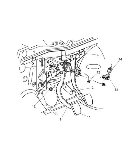 2002 Dodge Neon Clutch & Brake Pedal Diagram 2 - Thumbnail