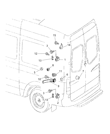 2007 Dodge Sprinter 3500 Upper Hinge, Rear Driver Side Diagram for 68006455AA