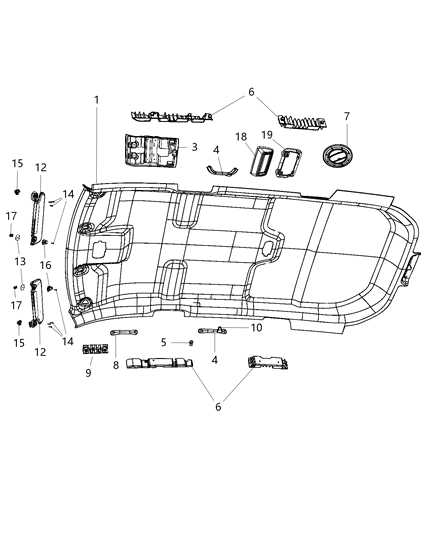 2017 Dodge Journey Grip Handle, Front Diagram for 1RL62HDAAA