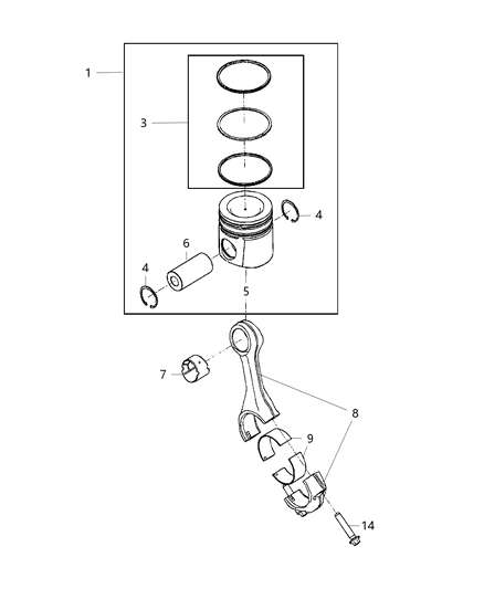 2012 Ram 2500 Pistons , Piston Rings , Connecting Rods & Connecting Rod Bearing Diagram 3 - Thumbnail