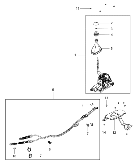 2012 Dodge Dart Cable Gearshift Control Diagram for 5106161AC
