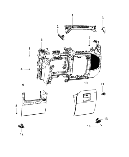 2021 Jeep Wrangler Instrument Panel, Lower Diagram 1 - Thumbnail