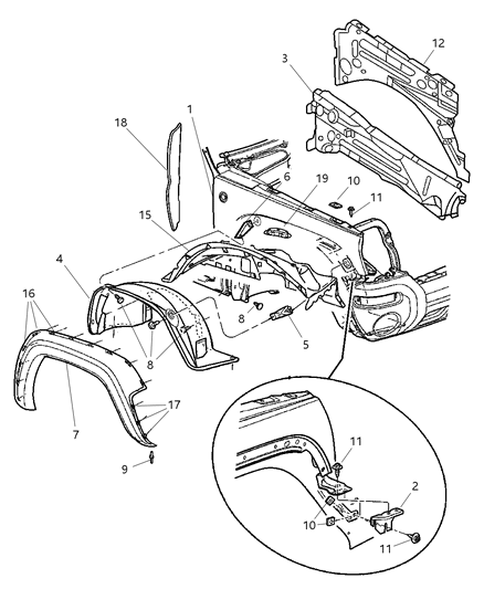 2002 Jeep Liberty Pin Push Diagram for 55156447AB