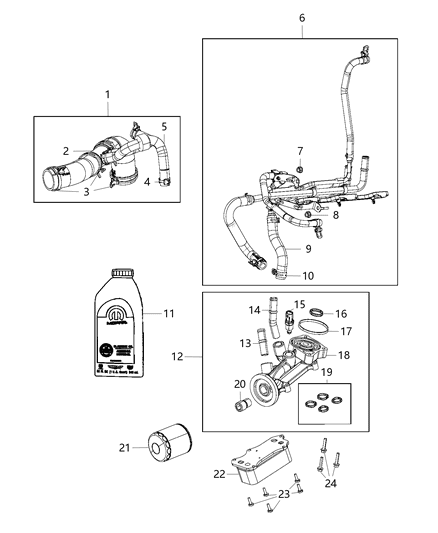 2018 Ram 3500 Cab Chassis Engine Oil , Engine Oil Filter Adapter And Cooler Diagram