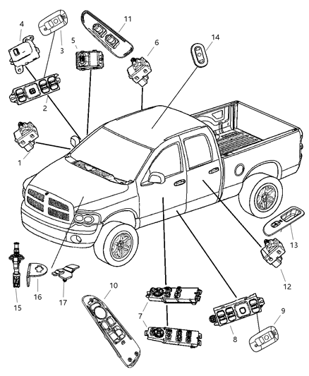2007 Dodge Ram 2500 Switch Power Window Diagram for 56007695AC