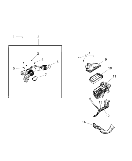 2020 Jeep Gladiator Air Filter Diagram for 68257030AA