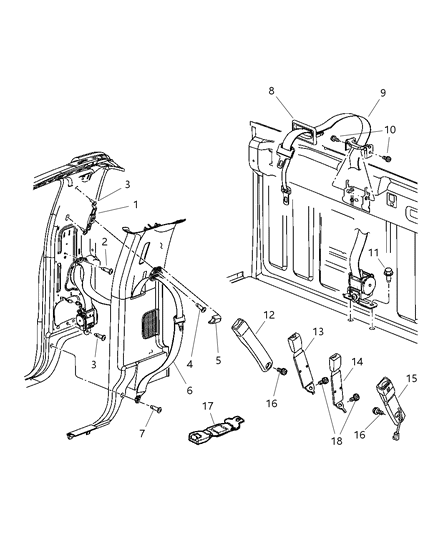 2002 Dodge Ram 1500 Seat Belt Front Outer Diagram for 5HC011QLAD