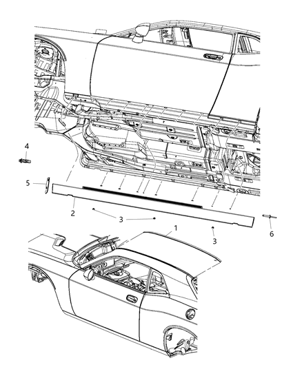 2017 Dodge Challenger Molding Roof Diagram for 68360012AA