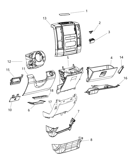 2018 Ram 5500 Instrument Panel Trim Diagram 1 - Thumbnail